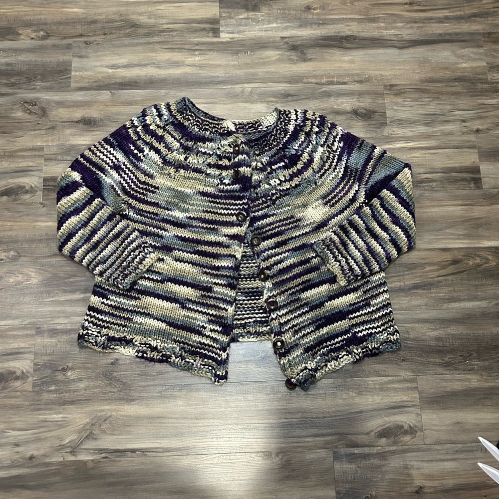 Striped Cardigan In Purple and Gray